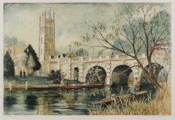 Jeremey King (1933-2020) Magdalen Bridge, Oxford signed and titled in pencil (in the margin) 44 x