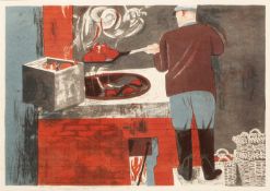 Richard Platt (1928-2013) Boiling Crabs. circa 1953 lithograph 30 x 42cm.
