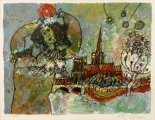 Théo Tobiasse (1809-1976) Place Vendôme; Notre-Dame de Paris; and Pont au Change three lithographs