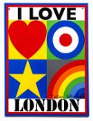 Peter Blake (b.1932) I Love London digital print on tin plate, limited edition of 2500 published