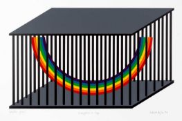 Patrick Hughes (b.1939) Caught in a Cage, 1979 printer's proof, signed, titled, and dated in