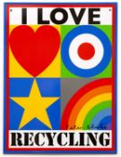 Peter Blake (b.1932) I Love Recycling digital print on tin plate, limited edition of 2500