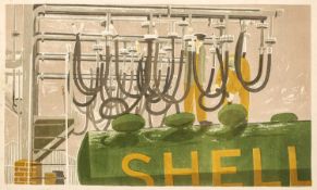 Richard Platt (1928-2013) Shell Oil Refinery lithograph 33 x 53cm.