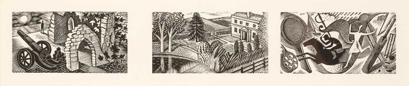 Eric Ravilious (1903-1942) Thrice Welcome, 1935 wood engravings each 4 x 7cm, printed on a single