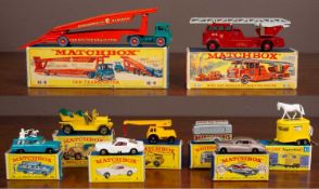 Nine Matchbox die-cast vehicles