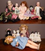 A collection of six dolls