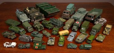 A collection of die-cast military vehicles