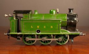 An 0 gauge clockwork model tank locomotive