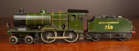 An early to mid 20th century 0 gauge 4-4-0 Southern locomotive