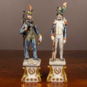 A pair of porcelain models of Napoleonic soldiers by Guido Cacciapusti