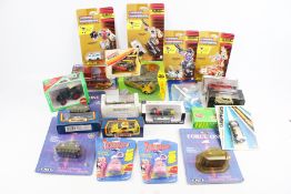 A collection of diecast vehicles.