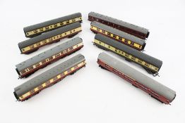 Eight OO gauge coaches.
