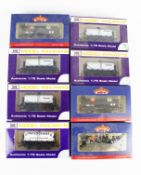 Eight Bauchmann and Dapol OO gauge tanker wagons.