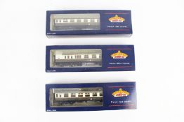 Three Bachmann OO gauge GWR Collett coaches.