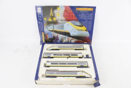 A Hornby Railways OO gauge electric Eurostar set.