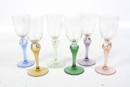 A set of stem twist drinking glasses.