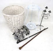 An assortment of household and display items.