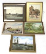 Five contemporary paintings.