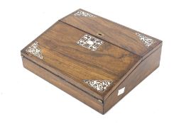 A small early 20th century rosewood writing slope.