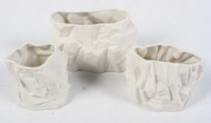 Three Hornsea 'Iceberg' vases designed by Ben Thomas. Max. H7.