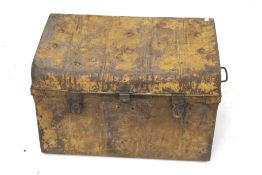 A vintage metal trunk with twin handles. L60.