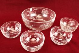 A Royal Scot crystal dessert set.