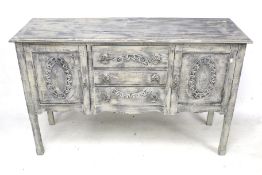 A wooden sideboard.