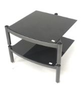 A two section Atacama Hi Fi seperates stand. Black glass and tubular frame.