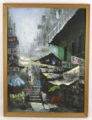 A contemporary oil on canvas.