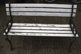 A wooden garden bench.