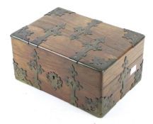 A Victorian brass bound Futvoye's Registered hinged rosewood box. L25.