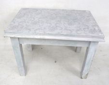A wooden coffee table.