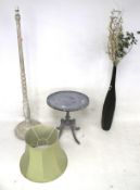 A contemporary standard lamp, lamp table and a large vase.
