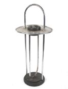 An Art Deco smoker's chrome table with bulit in bakelite ashtray.