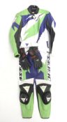 A set of woman's Dainese motor cycle leathers.