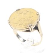 An Edwardian half-sovereign, 1906, later mounted in a vintage gold ring.