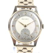 Rotary, a vintage 9ct cased bracelet watch, circa 1955, on a later bracelet.