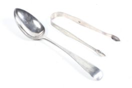 Hester Bateman, a George III silver feather-edge and bright-cut sugar tongs.