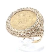 A half-sovereign 1913, later mounted in a vintage 9ct gold ring.