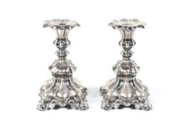 A pair of Swedish lobed candlesticks.