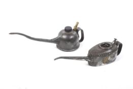 Two old oil cans. A 'Jos Lucas 'Forced Feed No.