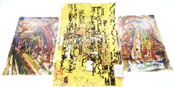 Margaret Porter, 20th century, three pen, ink, decoupage and mixed media on acetate.