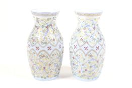 A pair of 19th century continental blue glass vases.