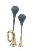 Automobilia - Two brass motoring horns.