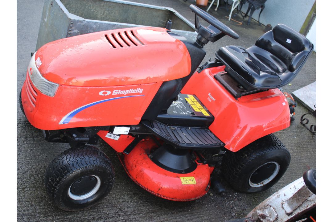 A Simplicity ride on petrol powered lawn mower. - Image 1 of 2