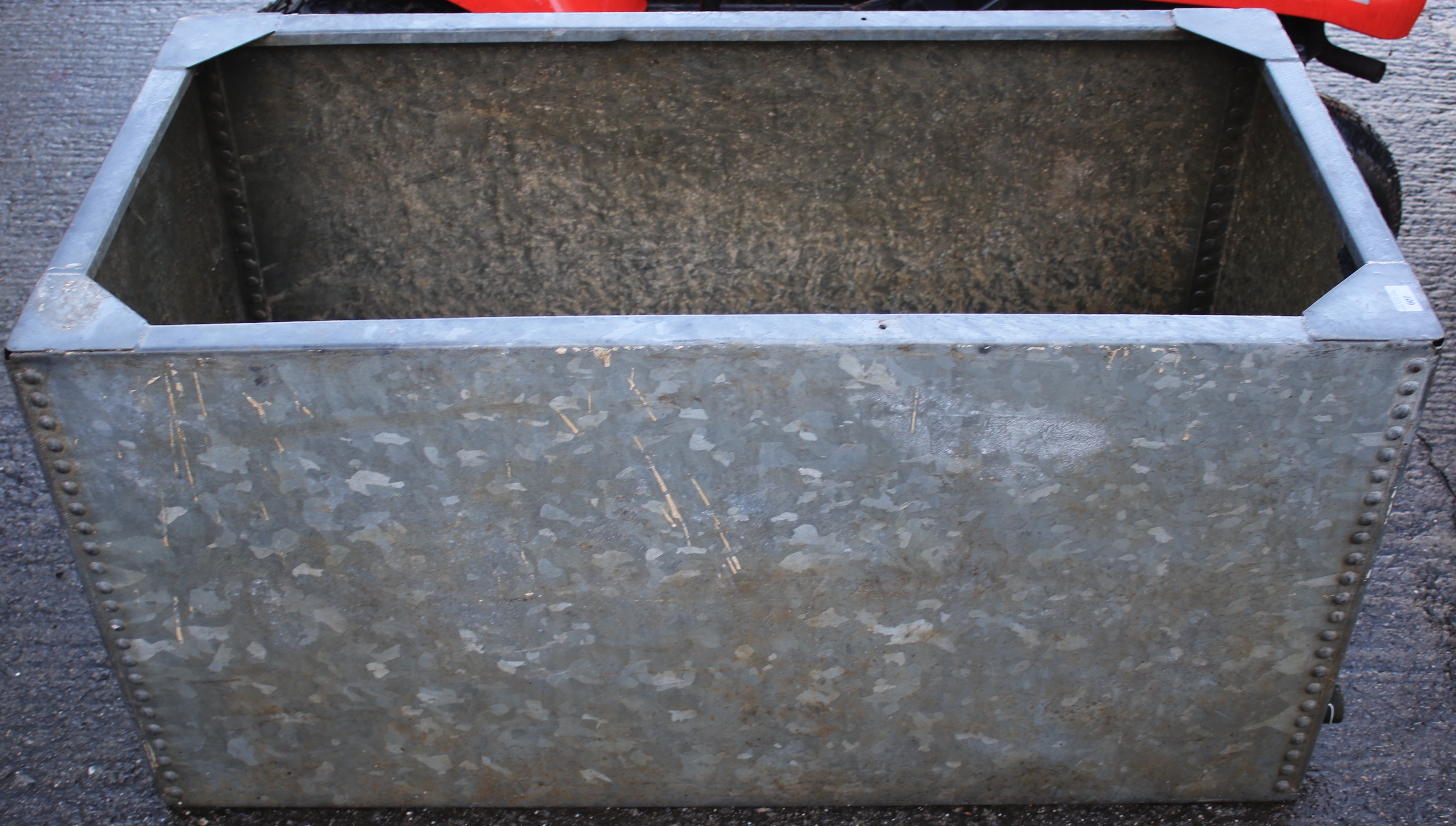 A galvanised water tank.