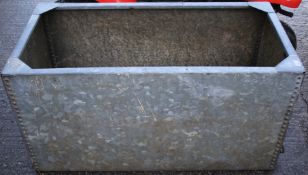 A galvanised water tank.