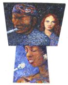 XX Pop School, two oils on canvas.