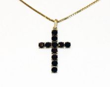 8 k Gelbgold Kette, L 52 cm und Grant-Kreuzanhänger, L 4 cm, B 2,5 cm, 10 gr.