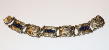 Georg Jensen, Denmark, 830 Silber Armband mit Lapislazuli, 37 gr., L 18 cm